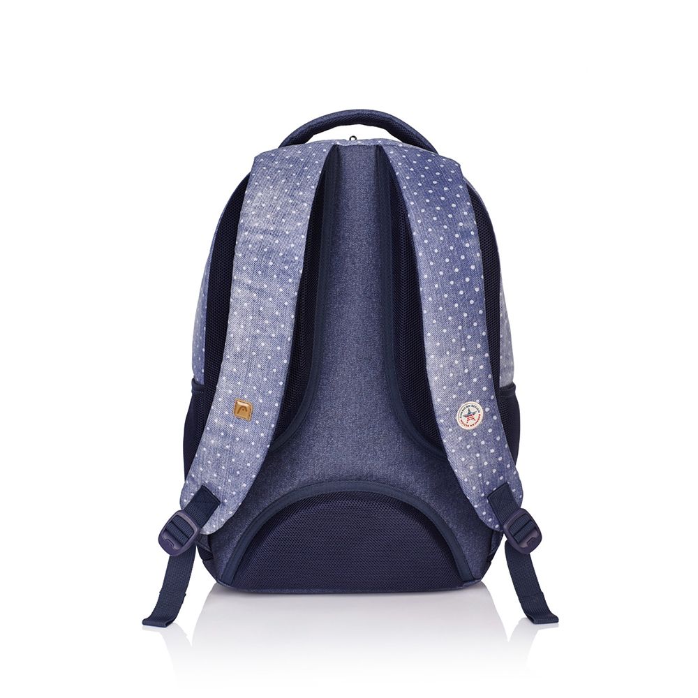 Ученическа раница, Светло Синя на Бели точки, Head