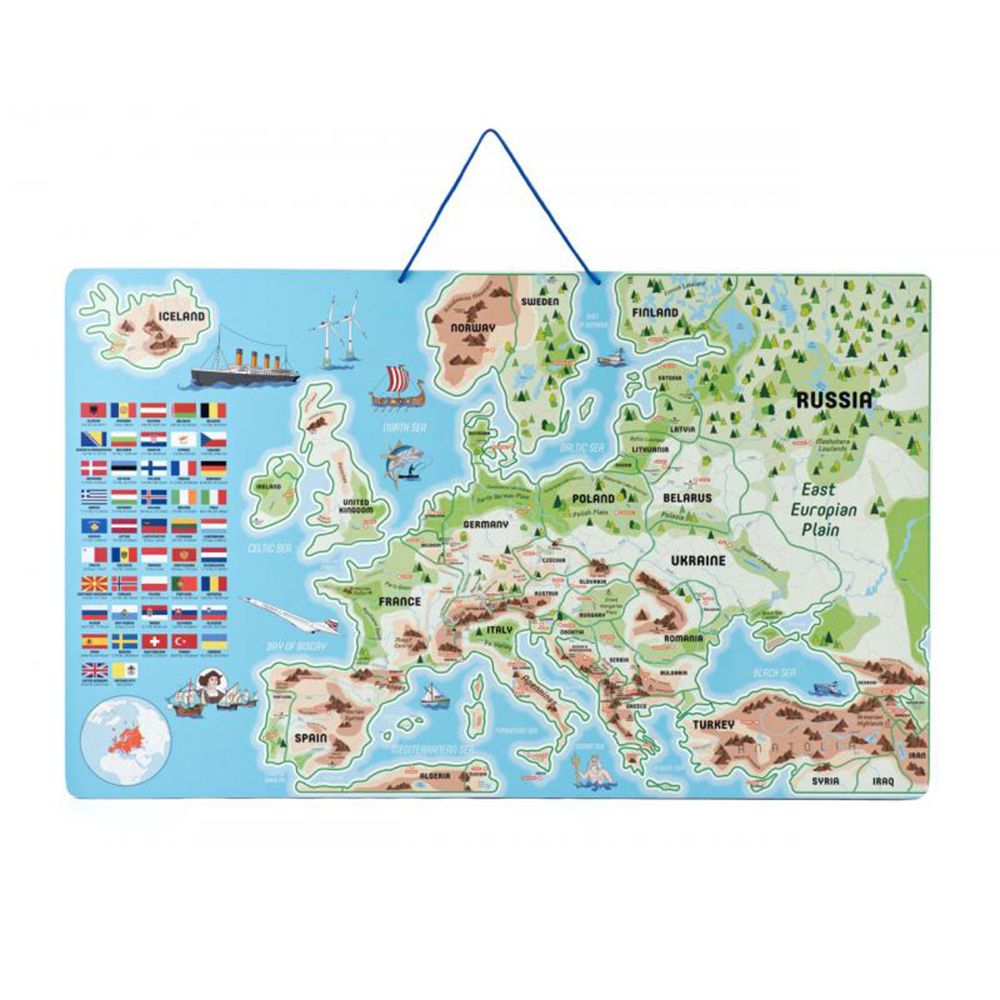 Европа - магнитна карта, пъзел и игра, 3 в 1