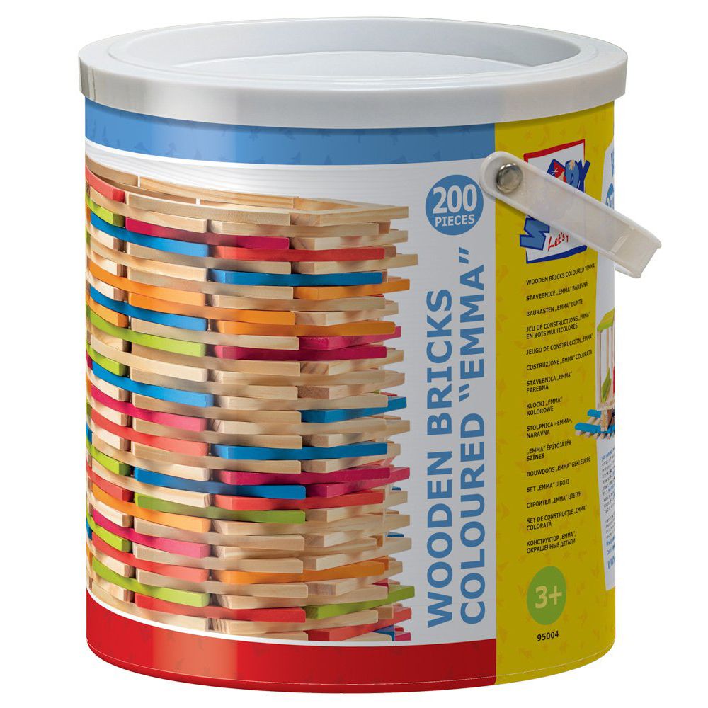 Woodyland, Дървени цветни тухлички Емма, 200 части