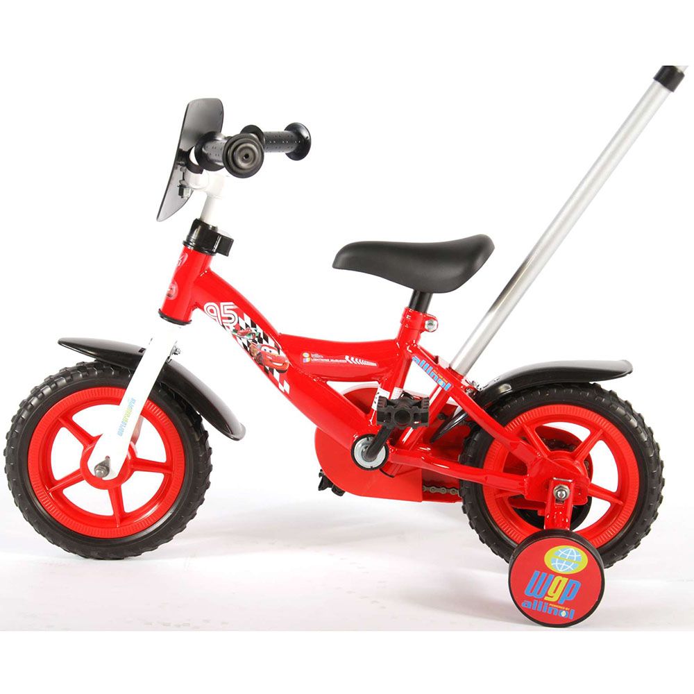 Велосипед с родителски контрол и помощни колела, Disney Cars, 10 инча