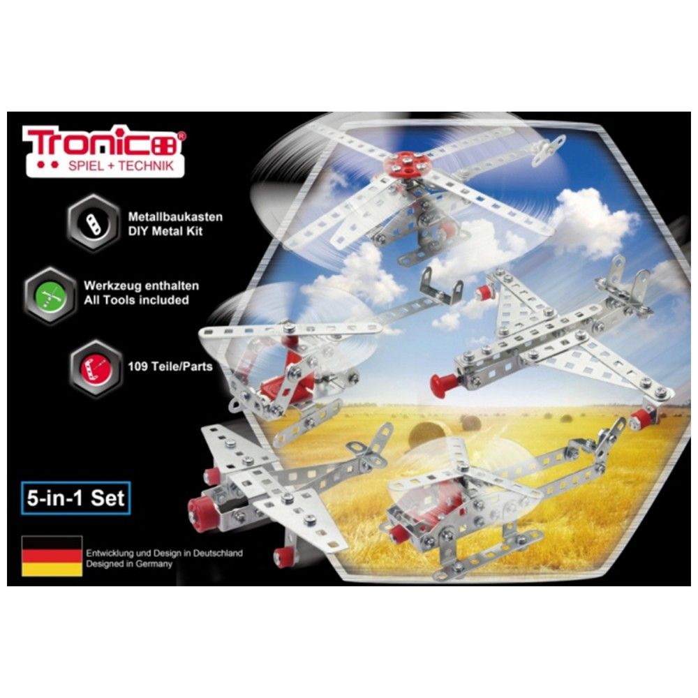 Silver Serie, Метален конструктор, Летателни машини, 5 в 1, 111 части, Tronico