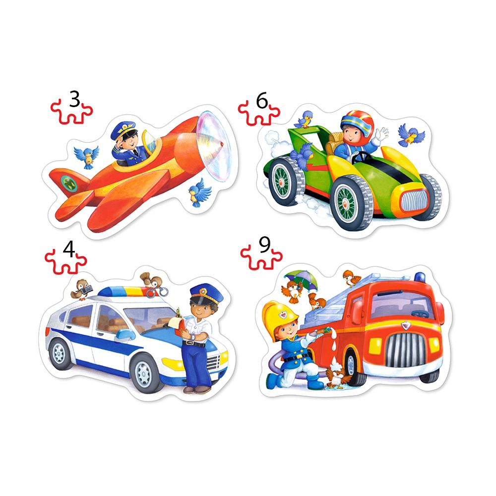 Вълнуващи професии, пъзел с 3, 4, 6 и 9 елемента