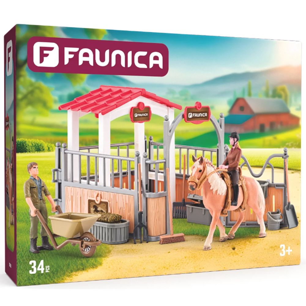 FAUNICA, Малка конюшня, с конче и аксесоари, 34 части