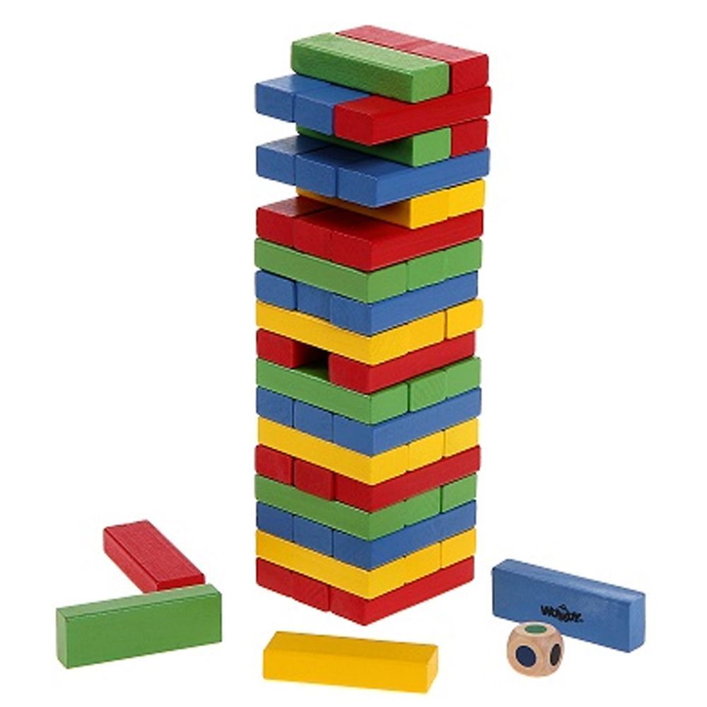 Балансна кула Дженга със зарче, цветна