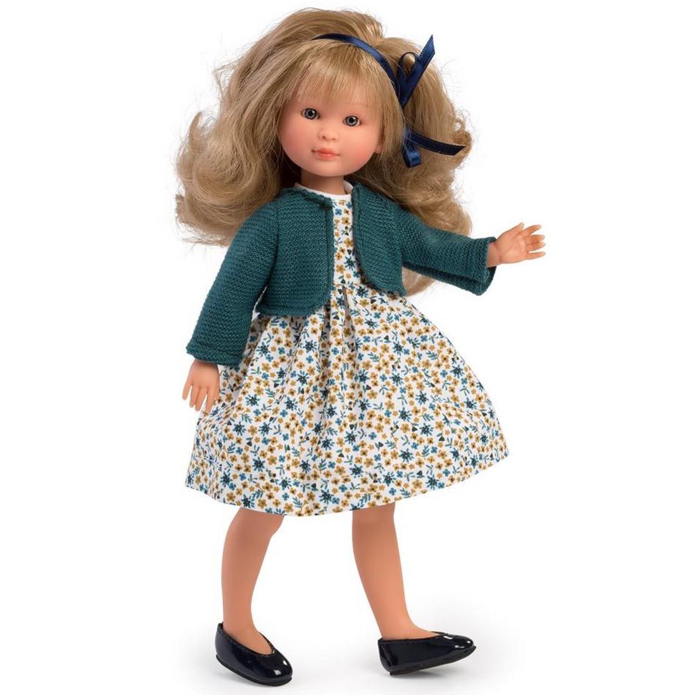Asi, Кукла Силия, с цветна рокля и плетена жилетка, 30 см
