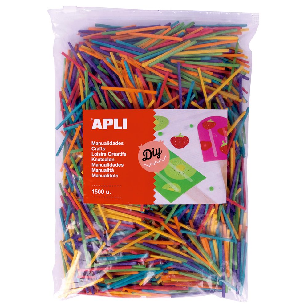 Apli kids, Дървени мини цветни пръчици за декорация, МAXI, 1500 броя