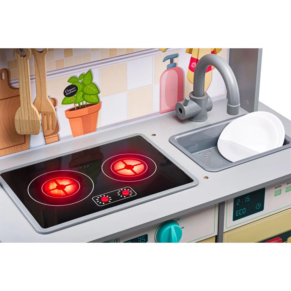 Детска дървена кухня, със звуци и светлини, Мия