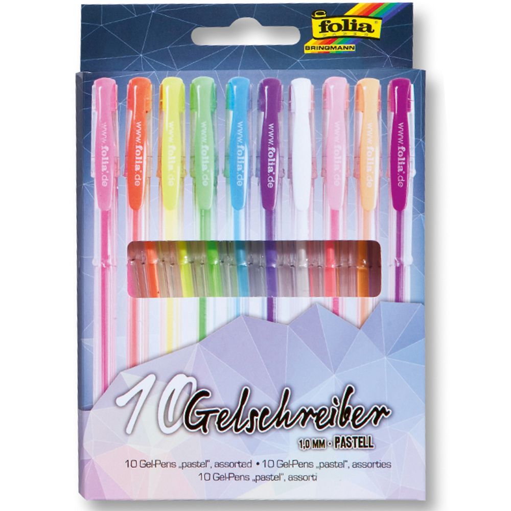 Folia Bringmann, Комплект гел химикалки, пастелни цветове, 10 бр