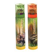 Цветни моливи с острилка и моливник, Динозаври