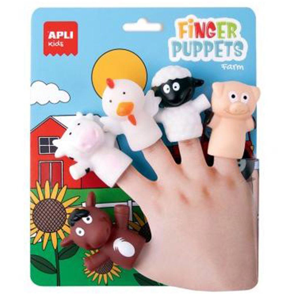 Apli kids, Комплект кукли за пръсти, Ферма, 5 броя