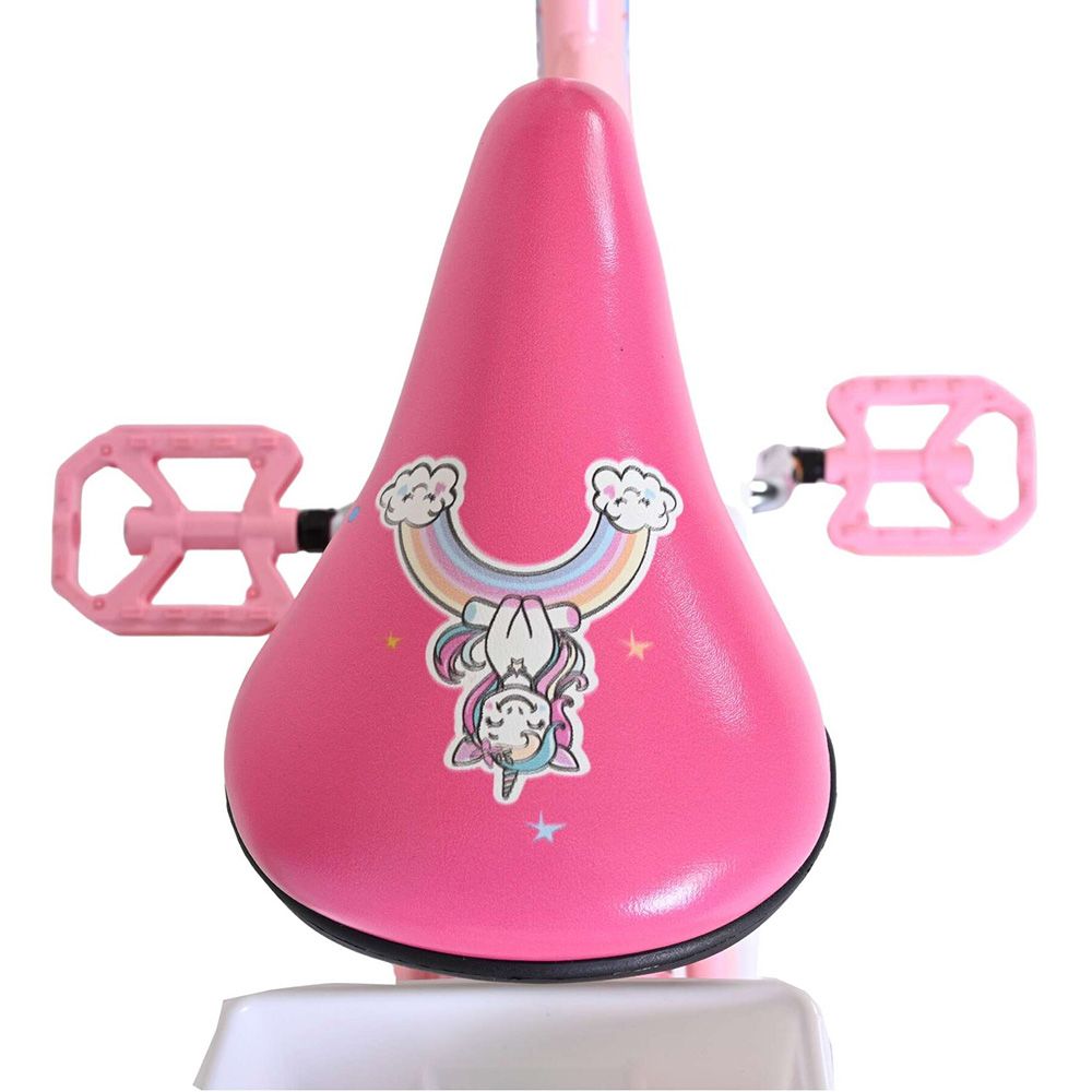 Детски велосипед с помощни колела, Volare Unicorn, 14 инча - бял