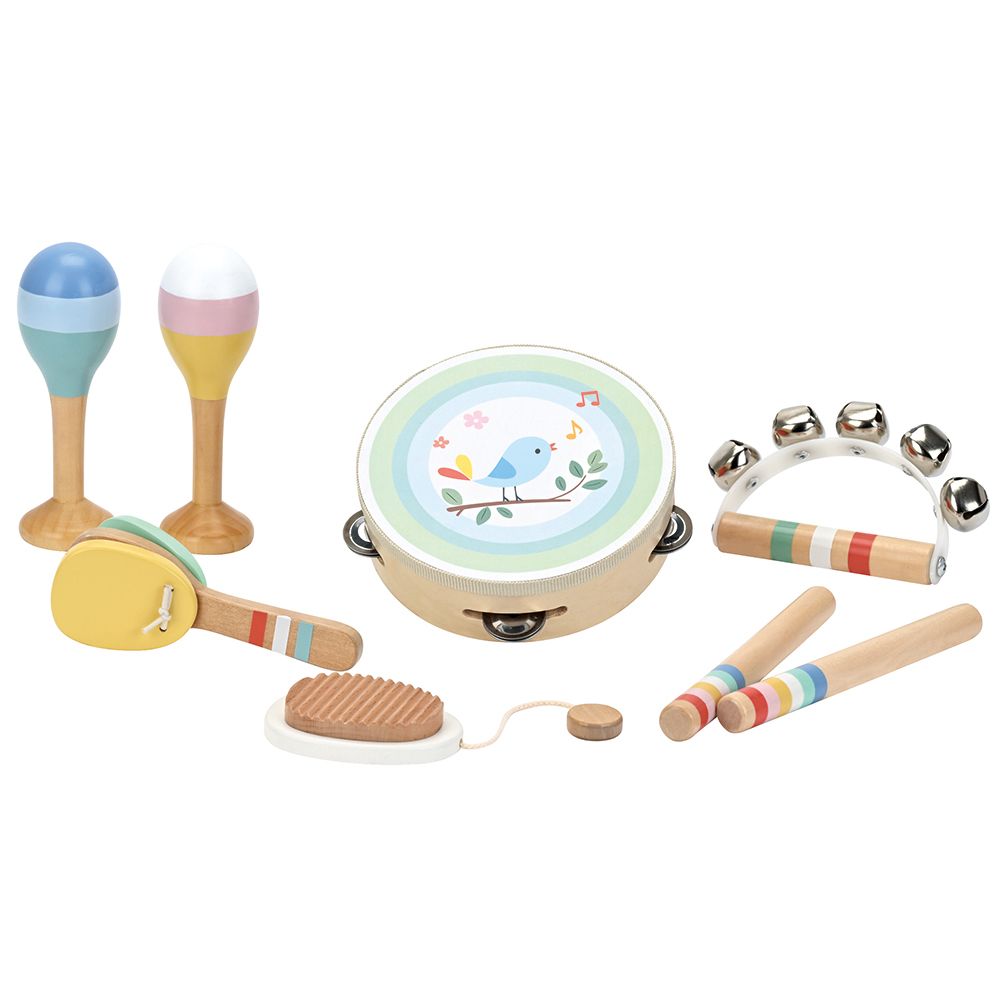 Lelin Toys, Дървен музикален комплект за малки музиканти, 8 части