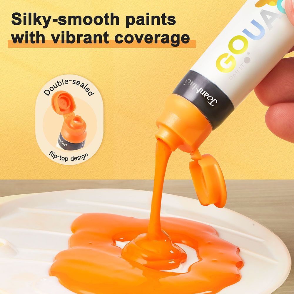 Гваш бои - 24 цвята, комплект с четки и палитра