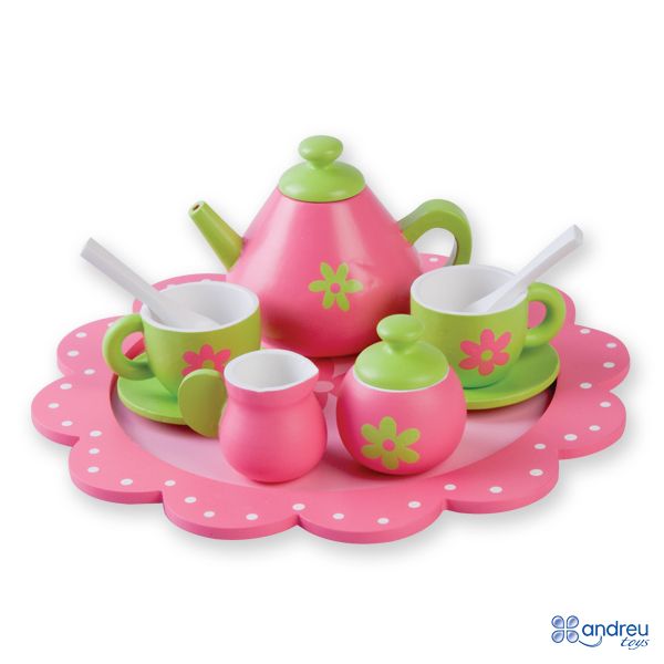 Andreu toys, Дървен сервиз за чай, Цветя