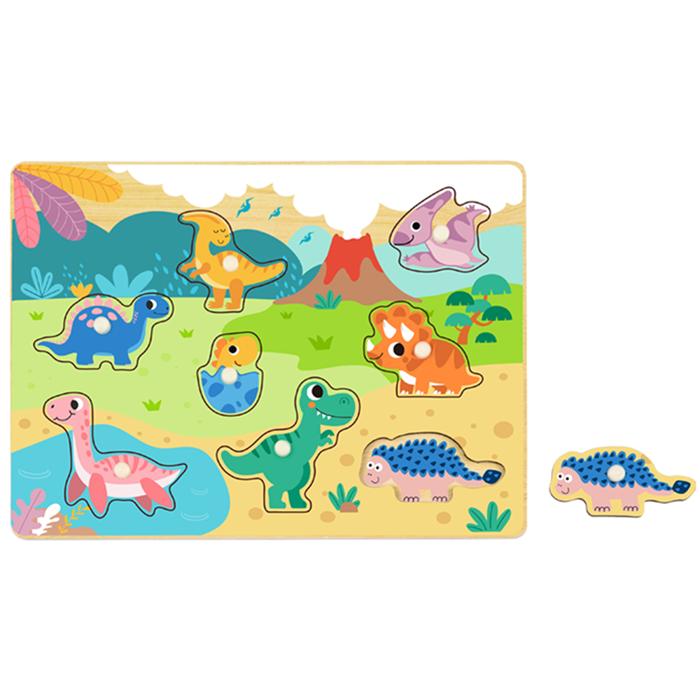 Дървен пъзел с дръжки, Динозаври