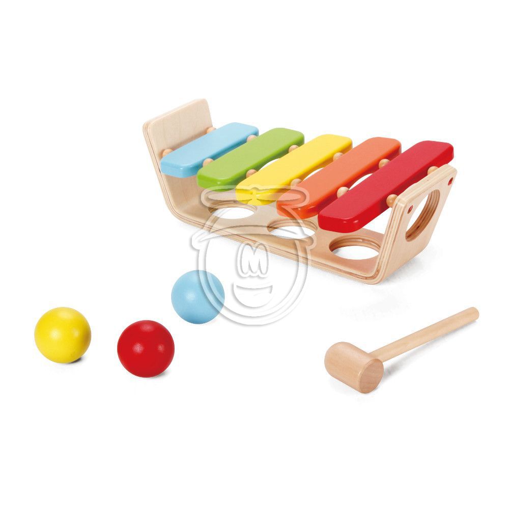 Дървена играчка 2 в 1, Ксилофон с Чукче