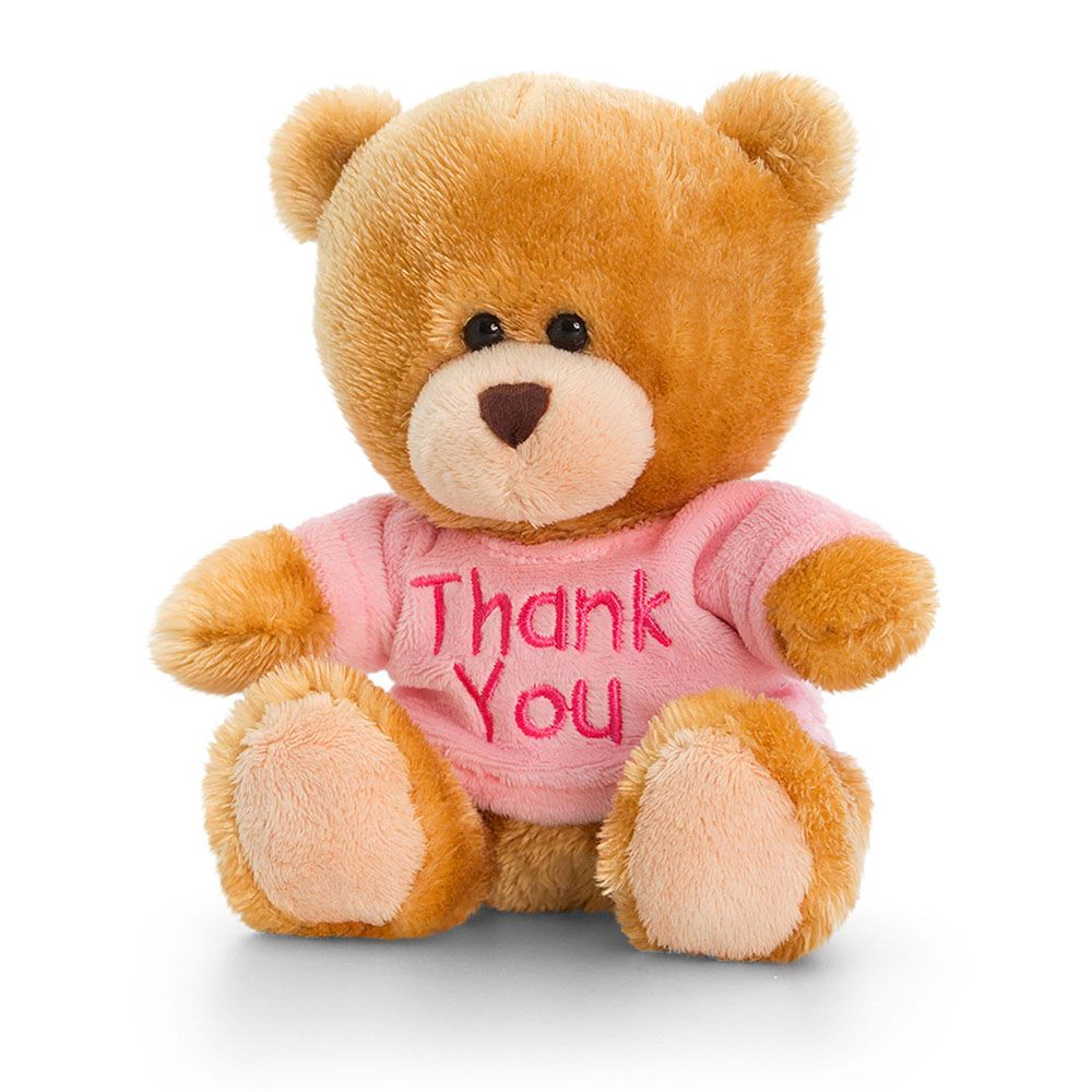 Keel Toys, Плюшено мече с розова тениска Thank you