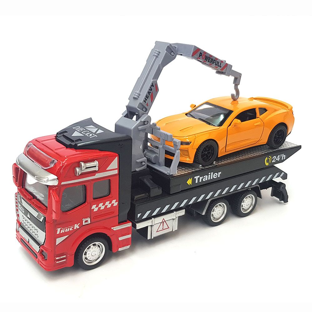 Toy, Метален камион, Автовоз с падаща платформа и кола