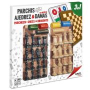 Шах, дама и не се сърди човече - дървени игри, 3 в 1