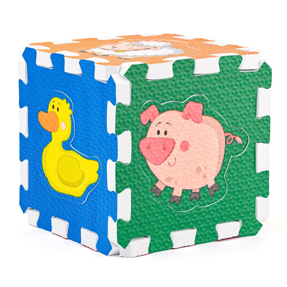 Plastica, Mек пъзел и кубче, 2 в 1, Животни