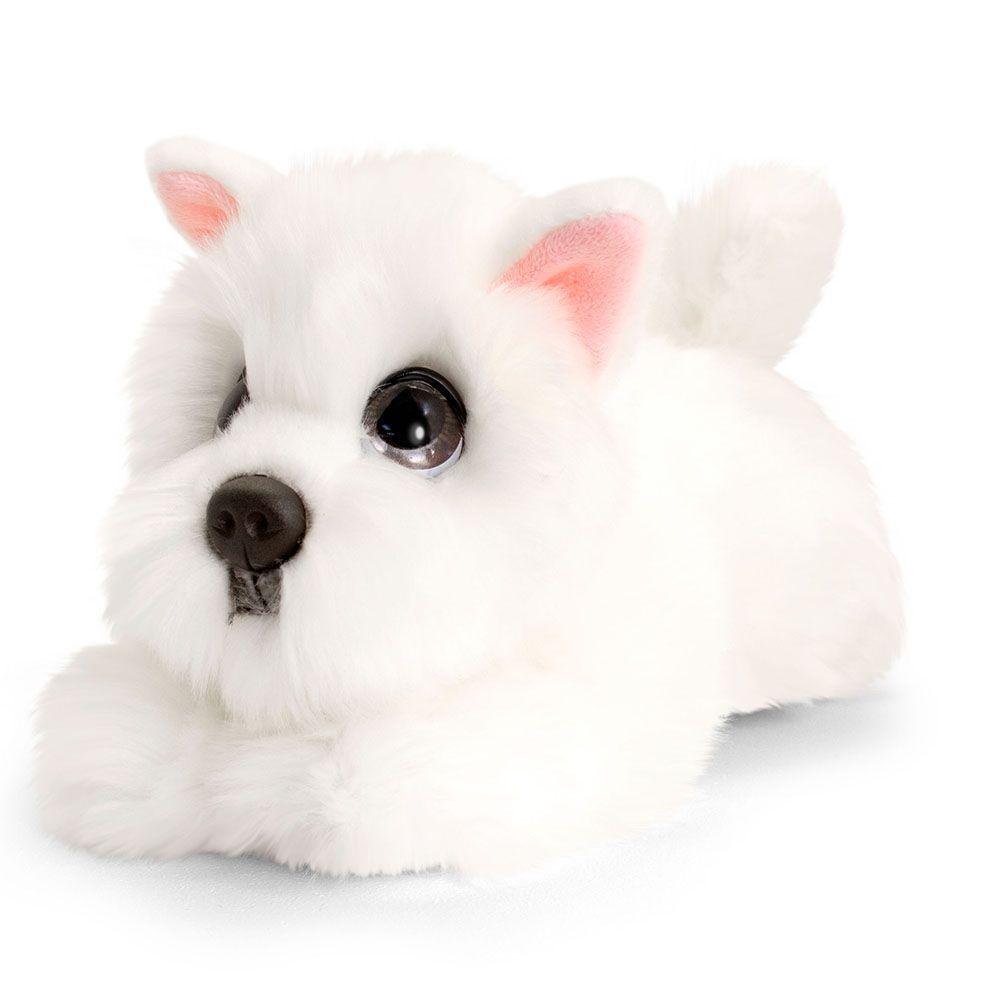 Keel Toys, Плюшено легнало куче, Бял териер, Уести,  25 см