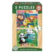 Животните от зоопарка, 2  дървени пъзела х 9 части