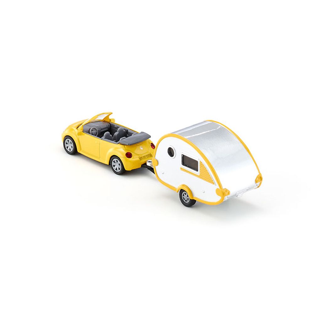 Метална кола Volkswagen Beetle New кабрио с каравана