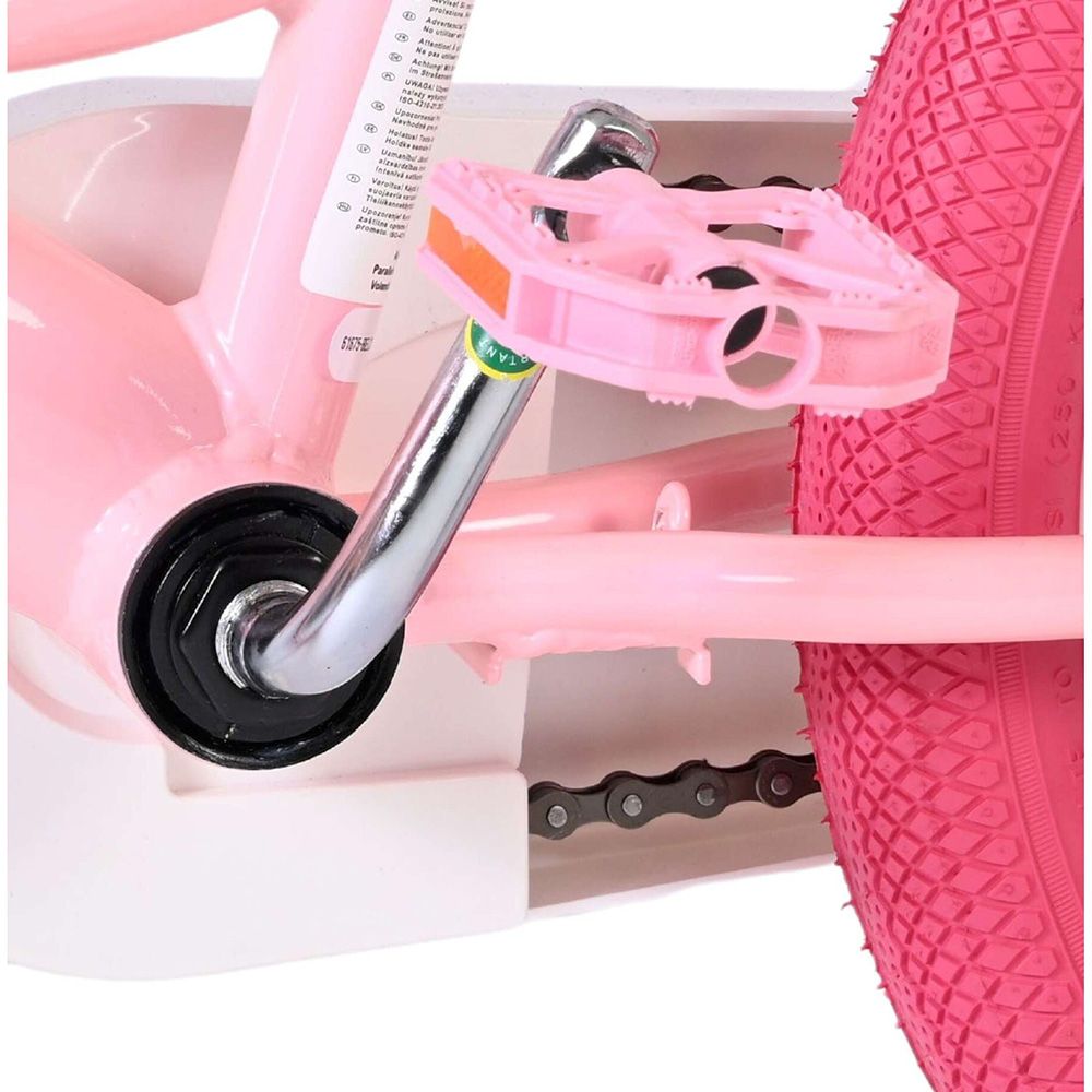 Детски велосипед с помощни колела, Volare Unicorn, 14 инча - бял