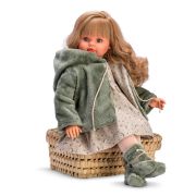 Кукла Пепа, с рокля на цветя и зелено палто, 57 см.