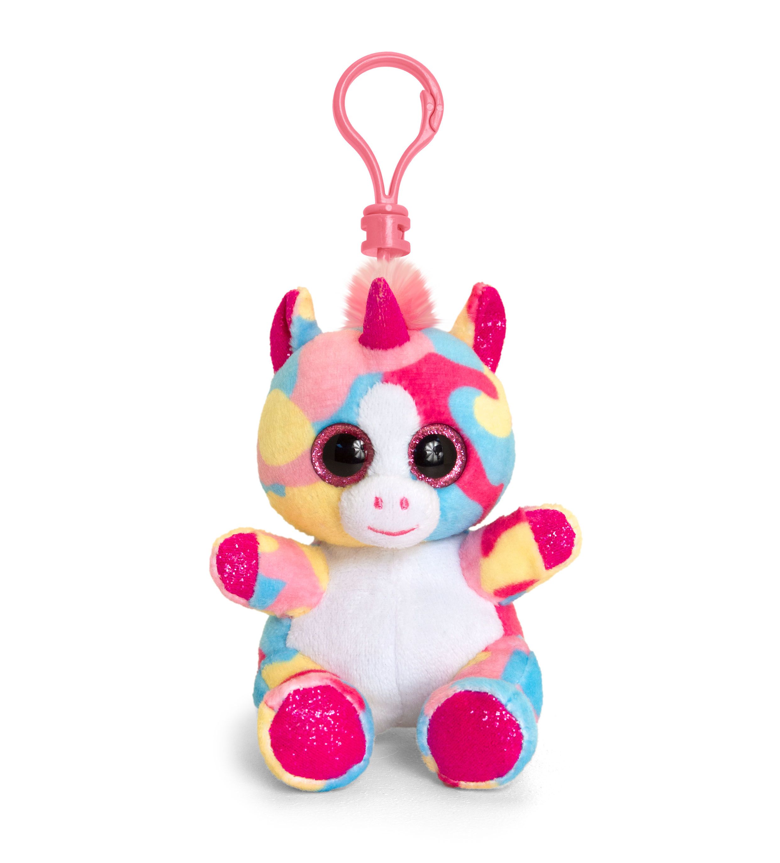 Keel Toys, Плюшена играчка с клипс за раница, Шарен еднорог