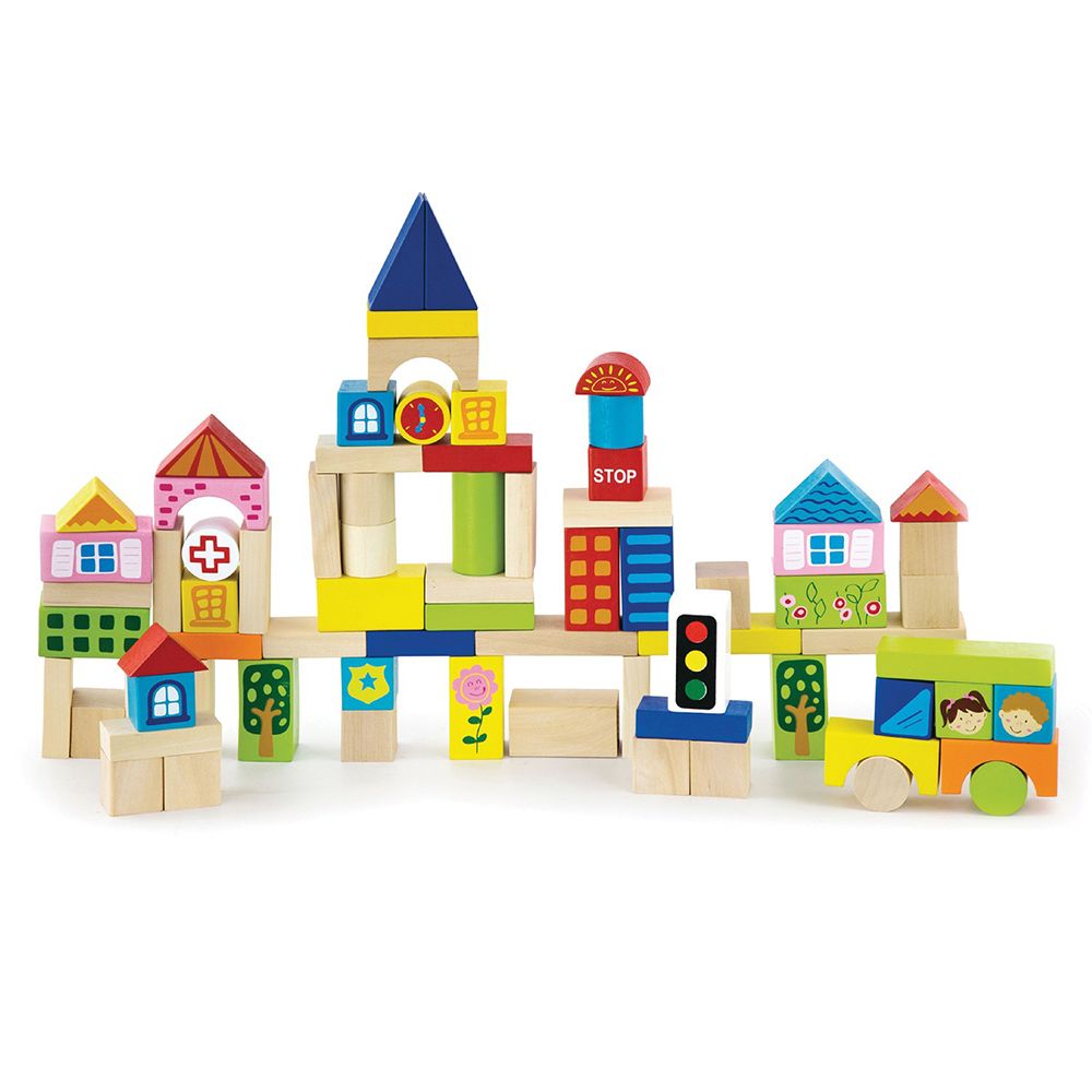 Viga toys, Дървен конструктор, Градът на децата, 75 части