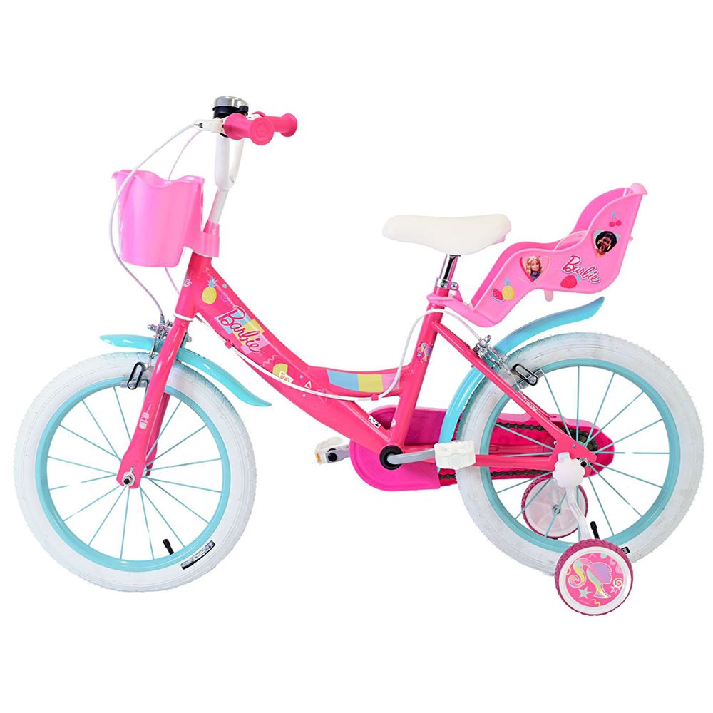 Детски велосипед с помощни колела, Barbie, 16 инча