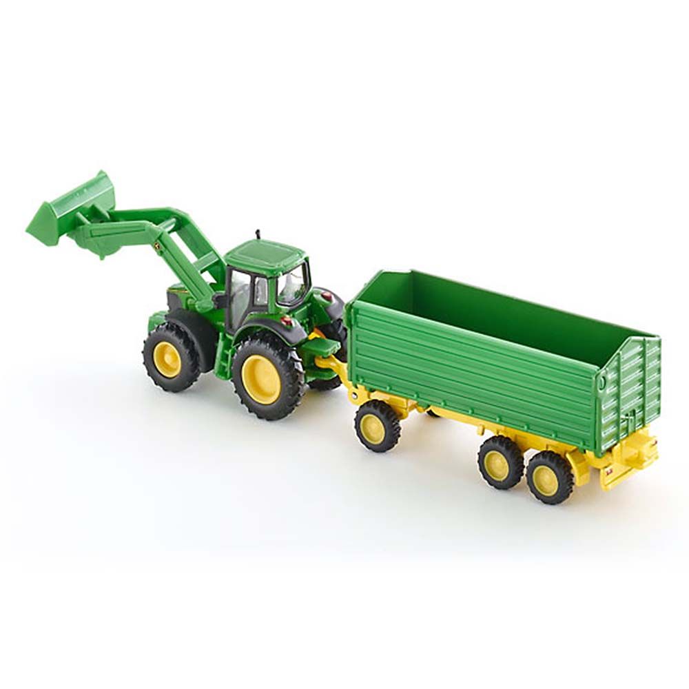 Трактор John Deere с челен товарач и ремарке