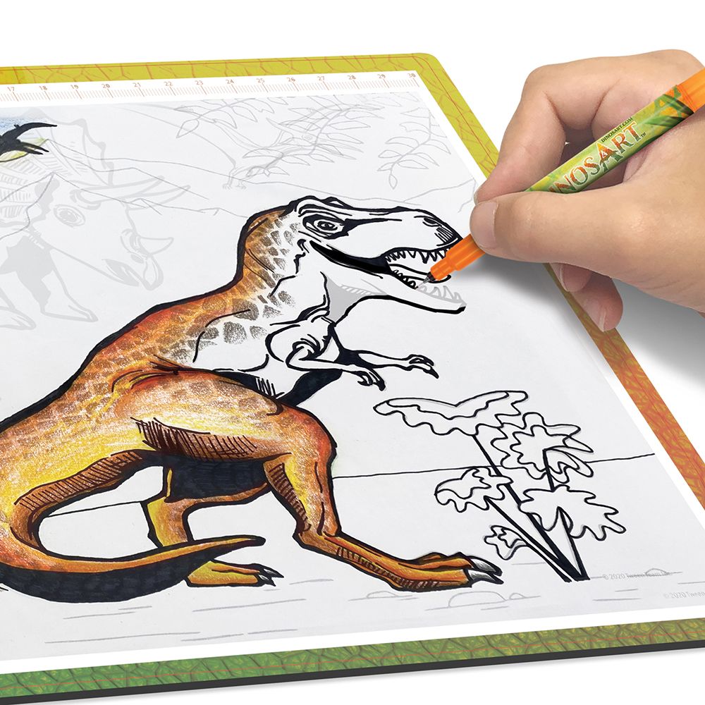 Светеща подложка за рисуване и прекопиране, Динозаври