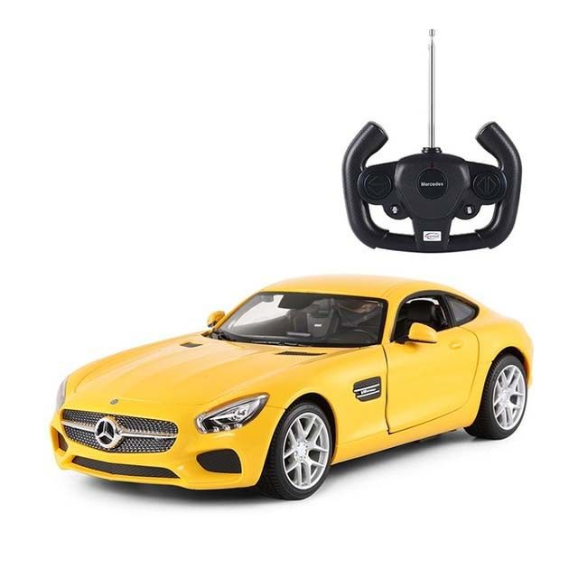 RASTAR, Кола с радио контрол, Mercedes AMG GT, 1:14, с ръчно отварящи се врати, жълт
