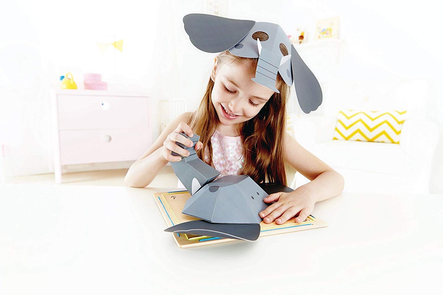Hape, Творчески комплект 2 в 1, 3D картина и маска, Слонче