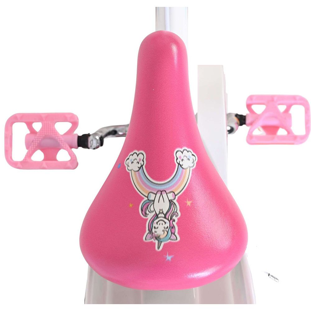 Детски велосипед с помощни колела, Volare Unicorn, 14 инча - бял