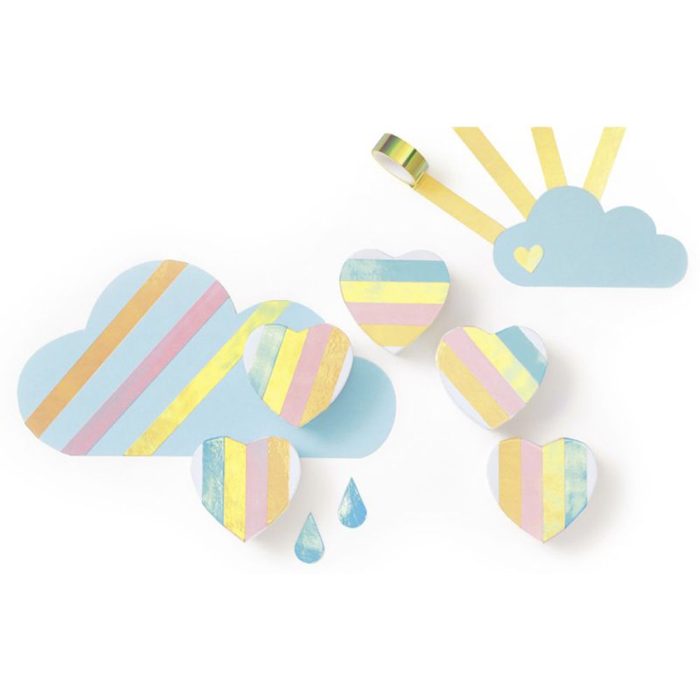 Блестящо декоративно тиксо WASHi TAPE, Magic Rainbow, с държач