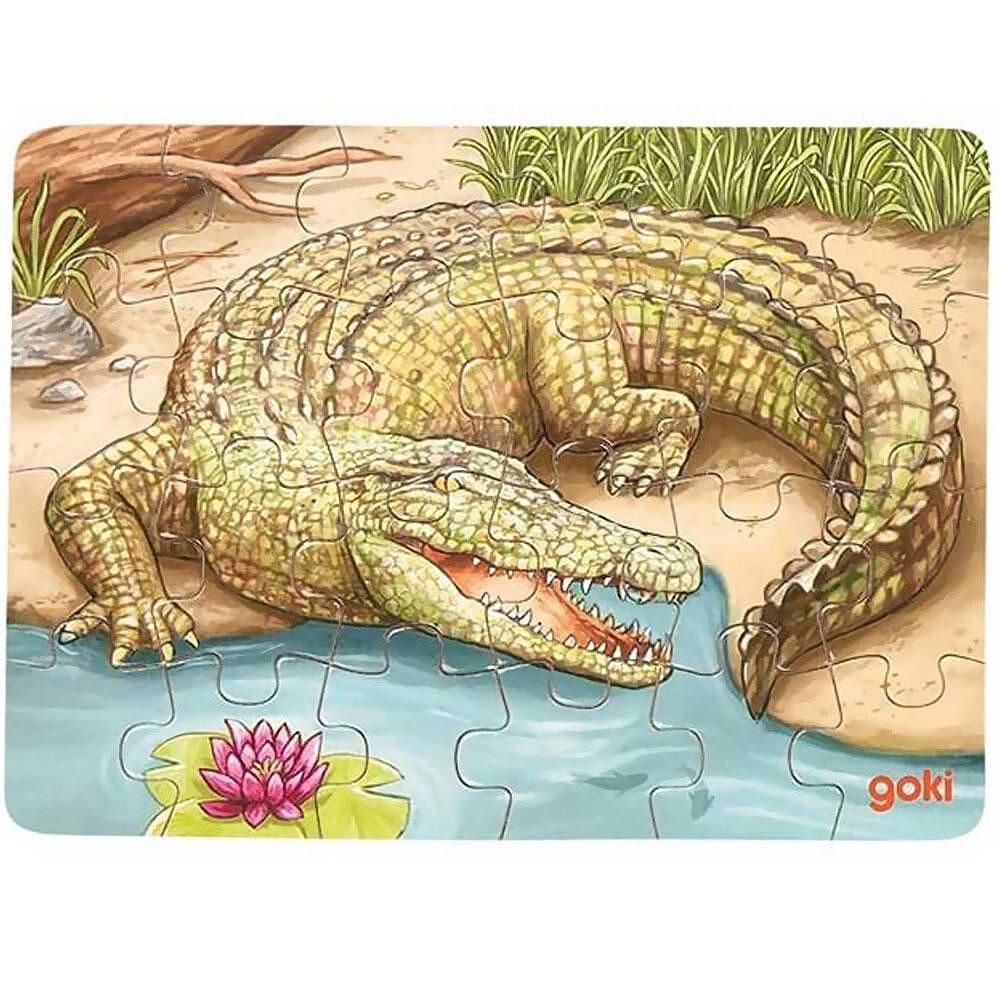 Мини дървен пъзел, Животните от джунглата, 24 части, асортимент