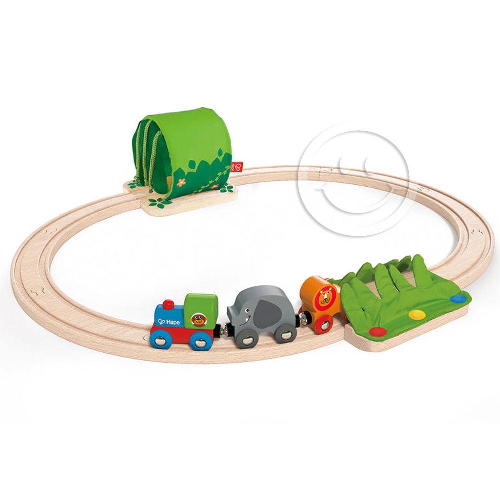 Hape, Бебешки дървен влак с релси, Пътешествие в джунглата, 13 части