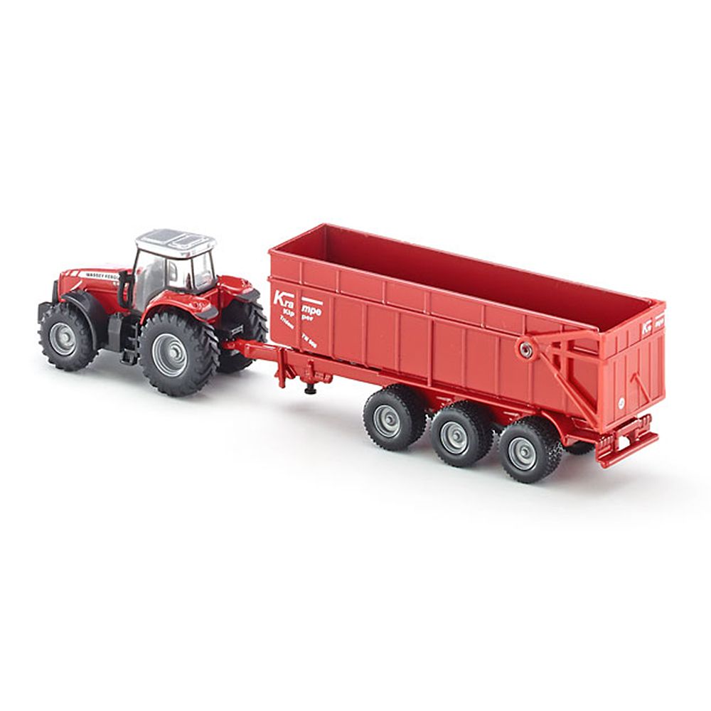 Трактор Massey Ferguson с триосно ремарке, самосвал