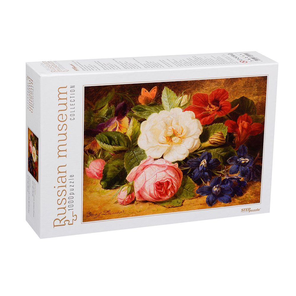 STEP Puzzle, Букет цветя с охлюв, Йозеф Лауер, пъзел-репродукция 1000 елемента