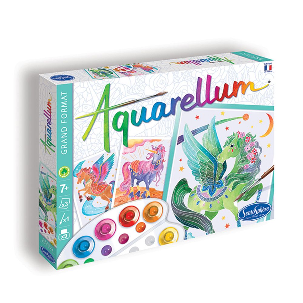 SentoSphere, Aquarellum голям формат, Комплект за рисуване с акварелни бои, Еднорог