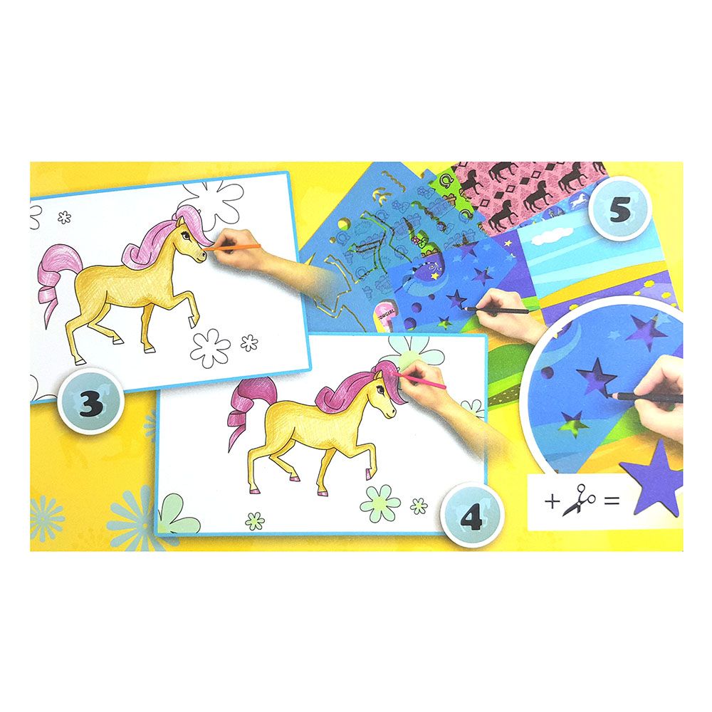 Книжка за рисуване със стикери и шаблони, Пони