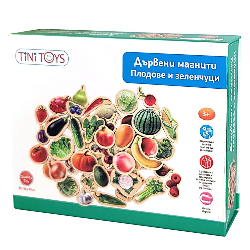 Tini Toys, Дървени магнити, Плодове и зеленчуци, 50 броя