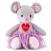 Мишка Акико, с лилава рокличка, 30 см