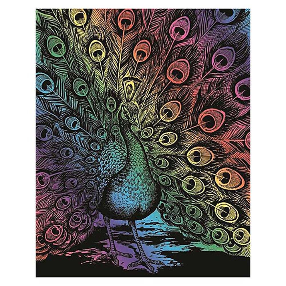 Sequin art, Гравиране на цветна основа, Паун