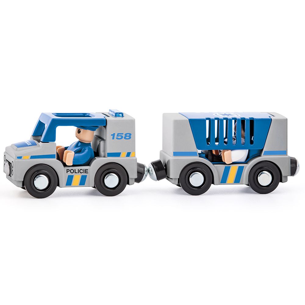 Woodyland, Полицейска кола с полицай и затвотник, комплект за влакови релси