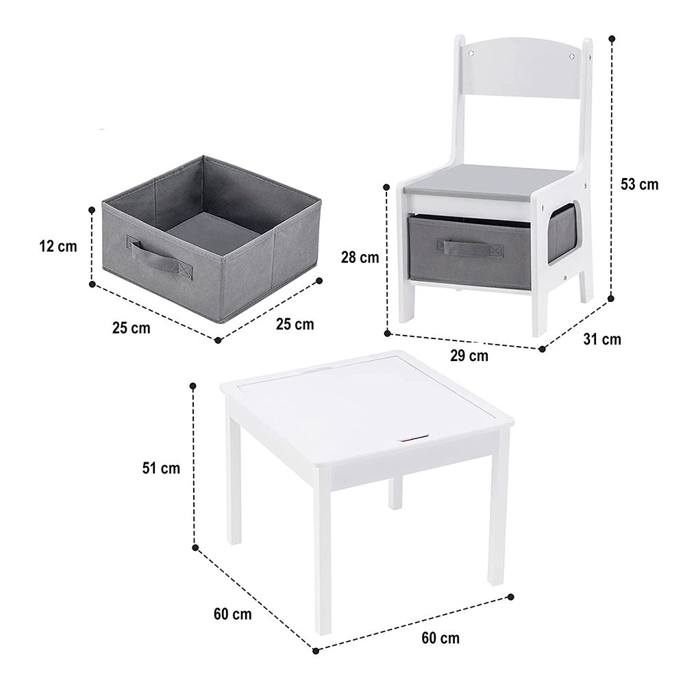 Детска маса с две столчета. Двустранна за рисуване и редене на конструктори