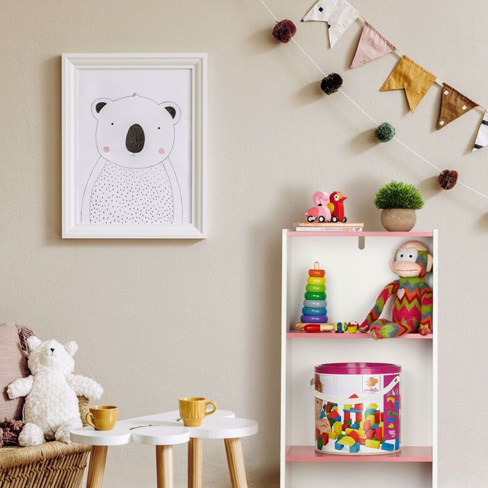 Детски стелаж с 3 отделения,  Розови стъпки